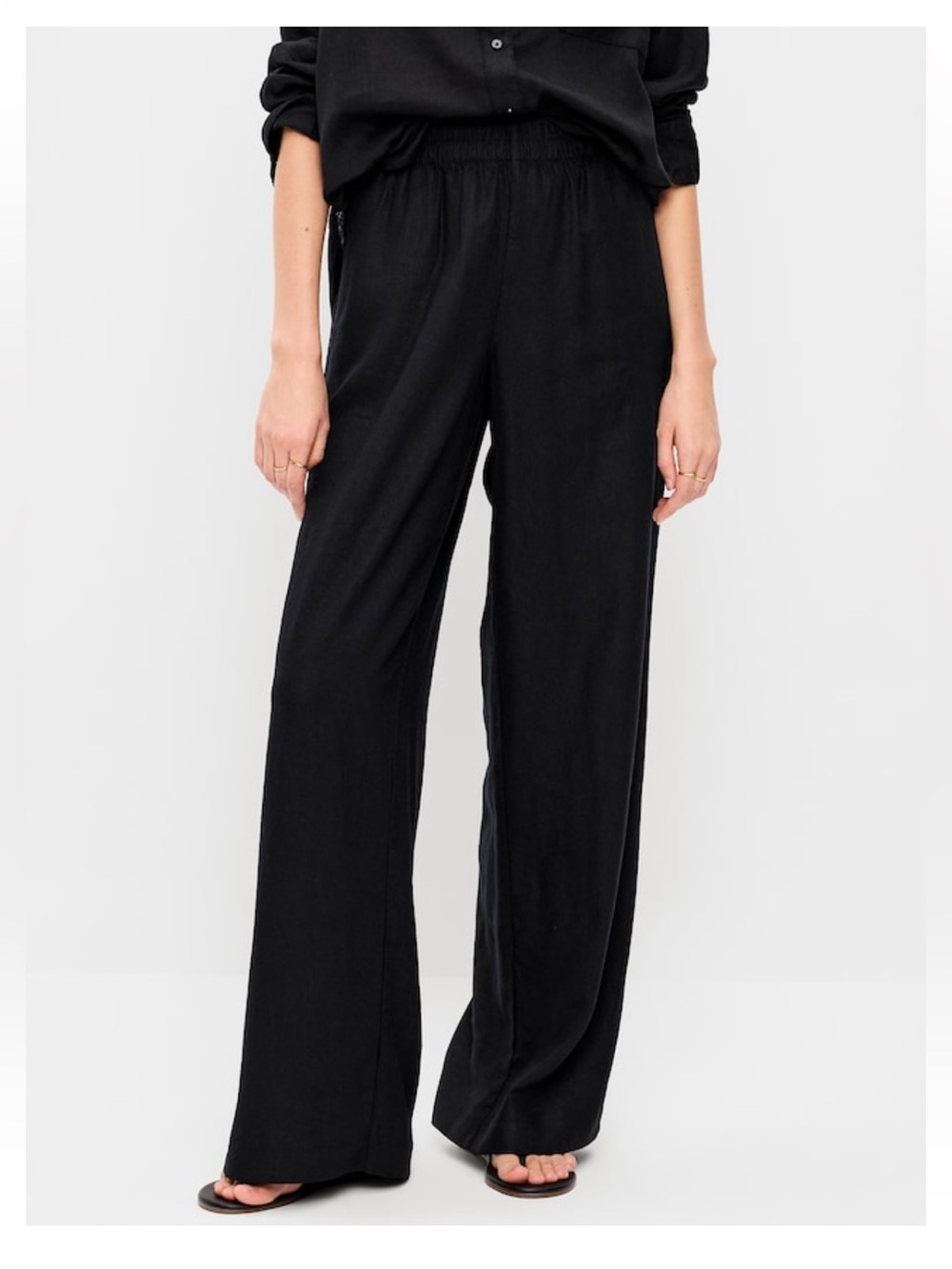 Old Navy High-Waisted Linen-Blend Wide-Leg Pants — Black (NWT)